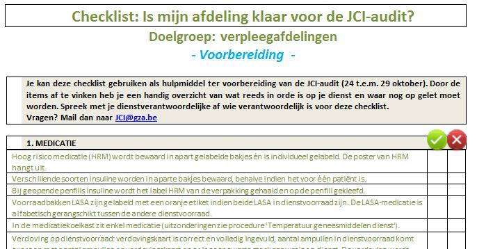 Checklijst ter voorbereiding en checklijst