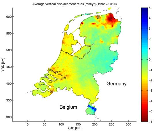 Verticale snelheden mm/yr InSAR vs.