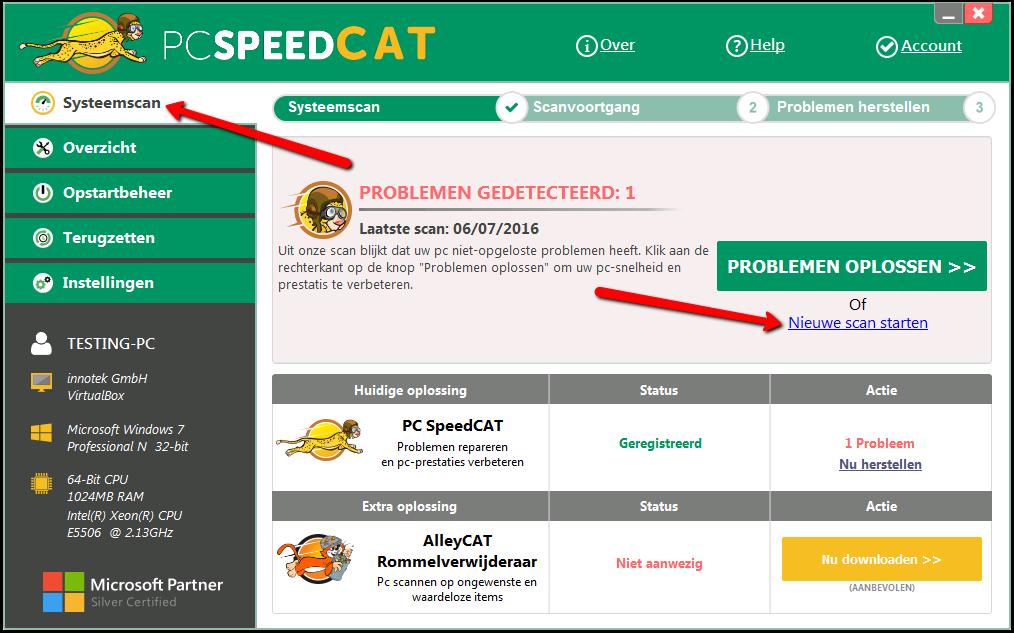 Zoals hierbij omschreven, PC SpeedCAT scant automatisch een keer per week uw computer, of u kunt het instellen om te laten scannen wanneer