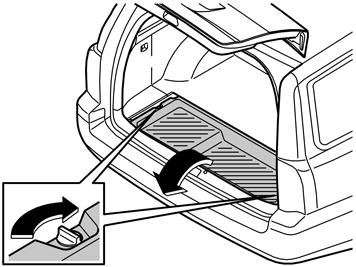 M8502710 6 Verwijder het opbergvak van onder het achterste vloerluik door de clips aan de linker- en de rechterzijde 90 te draaien Til het vak naar buiten.