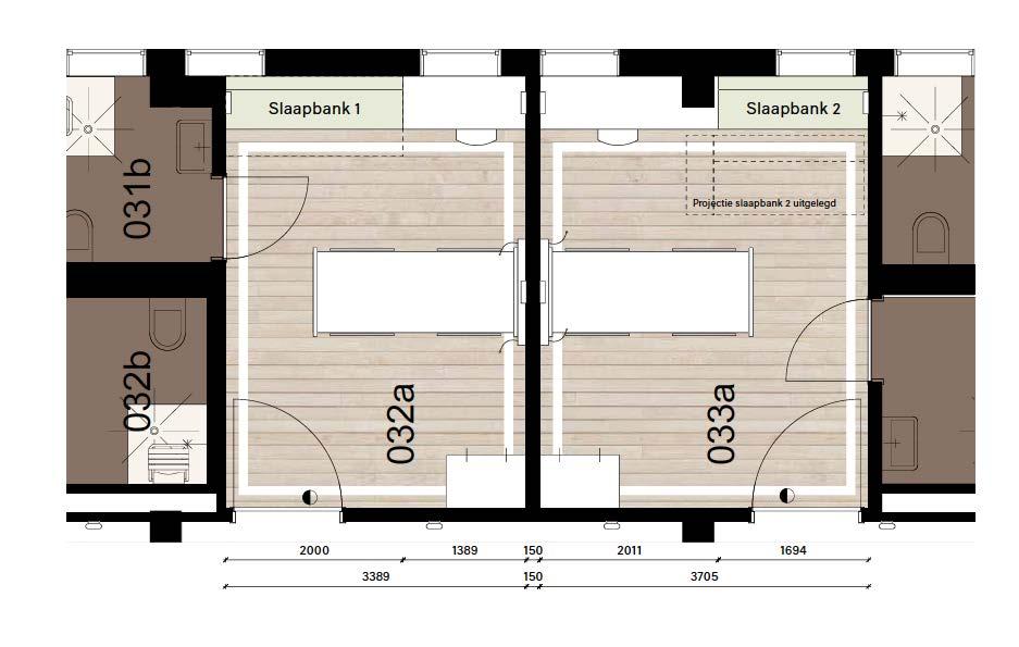 Patiëntenkamer met uitwerking van rooming in