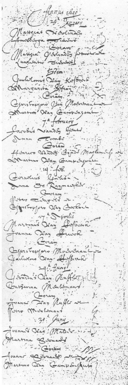 Londerzeel H01_f 538 v - 1640 Verlinden, Matthias x 29 januari 1640 Tierens, Amelberga Verlinden, Matthias senior Tierens, Laurentius Van Kesbeeck, Guilielmus x 29 januari 1640 Jofroy, Margarita Van