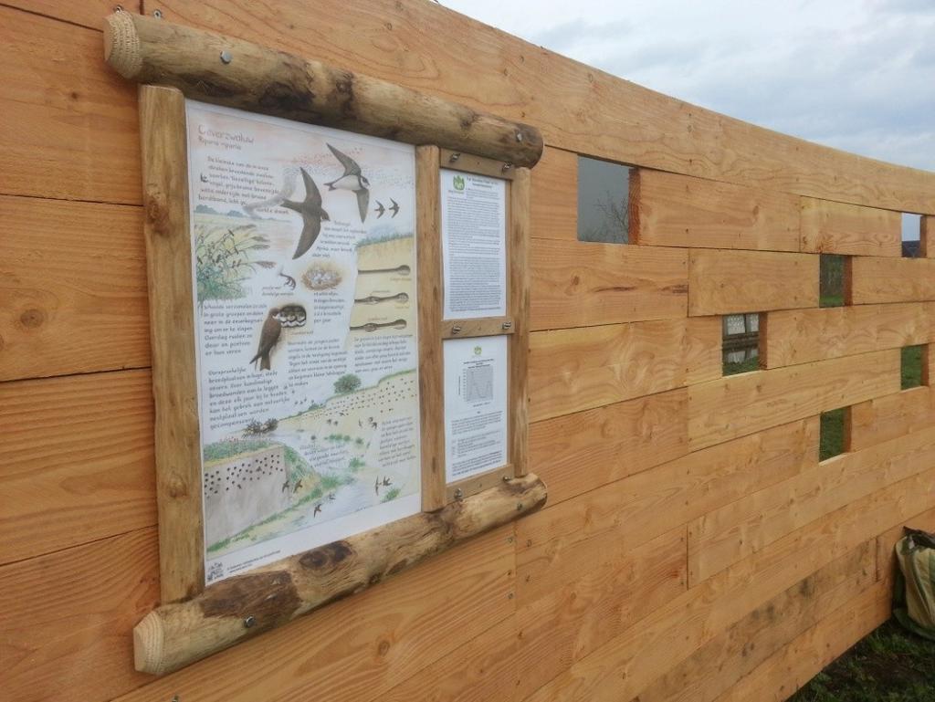 De wand is ietwat rond gebouwd om een beter zicht te hebben op de meer afgelegen nestgangen in de Vebowand. De vogelkijkwand is 16 meter breed en 2 meter hoog.