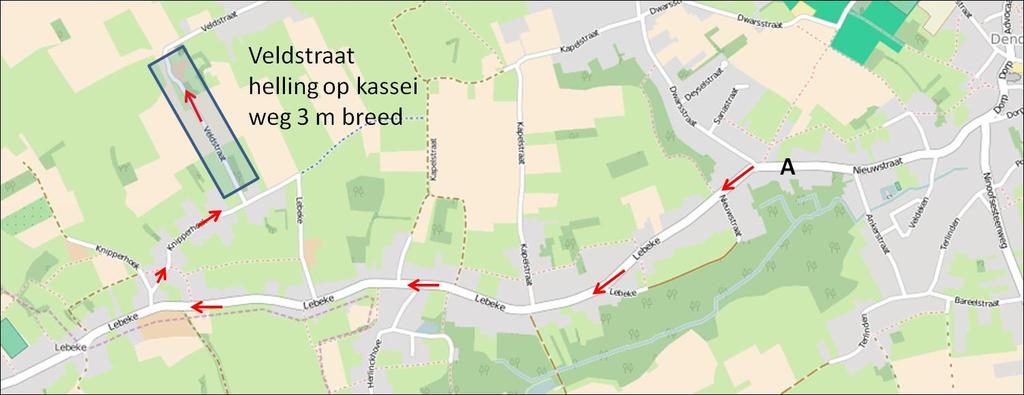 Wegwijzer : 0,000 km vertrek Nieuwstraat ter hoogte nr 7 Cafe Gomaar = Officieuze start 14u 0,300 km invoegen van de ploegleiders komende uit de