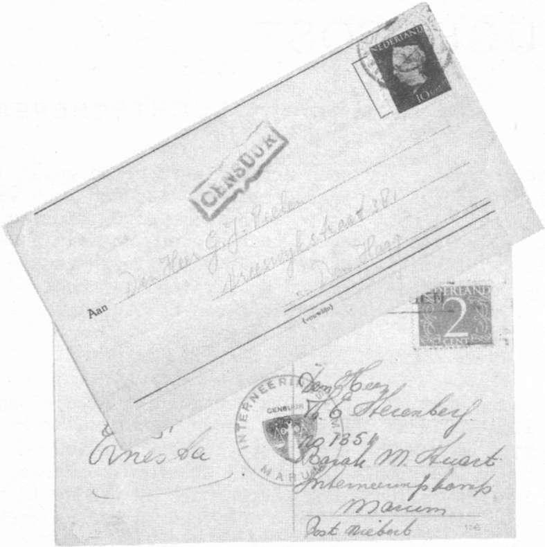 Brief van 20 augustus 1947 uit het Bewarings- en Verblijfskamp te Valkenburg (L) 