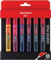 INTRO SET 4 medium markers (primairgeel, pyrrolerood, phtaloblauw en oxydzwart) 17519002 AMSTERDAM MARKERS STARTER SET 6