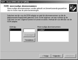 Afbeelding 9: ISDN-nummers 5 Vul een of meerdere ISDN-abonneenummers in. 6 Klik op Volgende. De installatie van de kaart en drivers is nu afgerond.