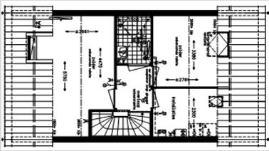 Praktisch 6 (tekening V-443d) - ruime verdiepingshoge dakkapel aan de achterzijde - extra badkamer op zolder, voorzien van tegelwerk, wastafel, douchehoek, thermostatische douchemengkraan, radiator -