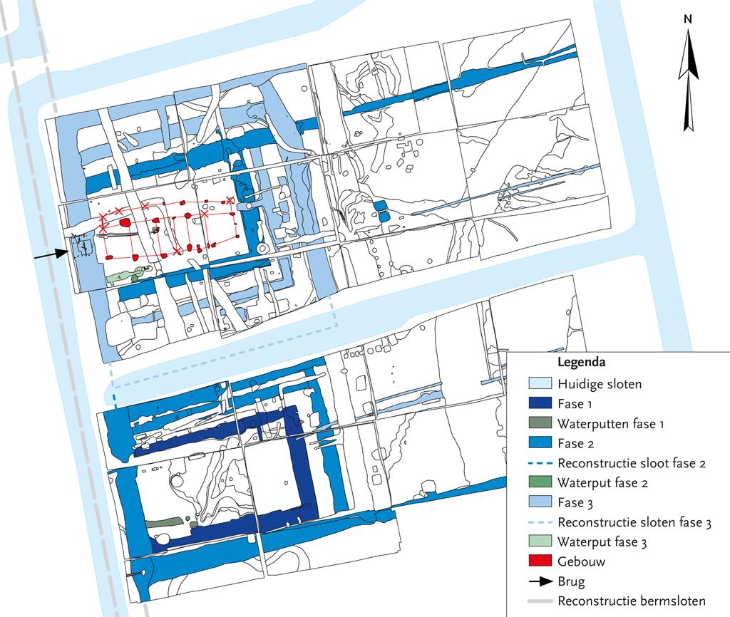 Fig. 4b. Gasselte plattegronden aangetroffen bij opgravingen in Groningen Aquamarijnpad (Kortekaas 2008: 16, afb. 7, tekening: J. Buist en J. Huis in t Veld, collectie Dienst RO/EZ).