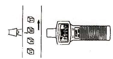4.4 Telmodus met externe lichtbron 1. Druk op de meeteenhedentoets, tot "hlo. 0" verschijnt op het display (symbool voor telmodus). De aanduiding 0 geeft aan dat een externe lichtbron noodzakelijk is.