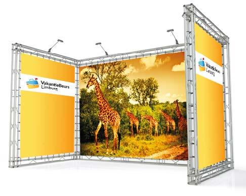 Pakket Plus Stand 300 x 200 x 250 (l x b x h in cm) Professionele opbouw Bijpassend sfeerbeeld Stand meubilair (luxe