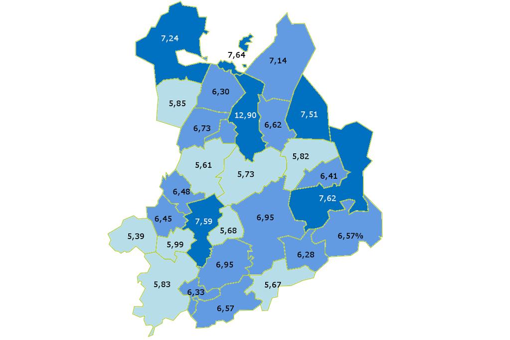 De stad Turnhout is veruit de gemeente met de hoogste werkloosheidsgraad.