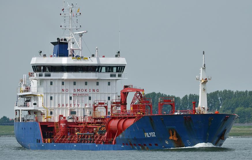 herdoopt FILYOZ. 11-8-2010 faillissement van Chemical Tankers Europe Management B.V., Barendrecht. 14-1-2011 (m) vlag: Malta. 6-2016 vlag: Liberia, roepsein D5KE7. (Foto: Henk Jungerius, 4-5-2014).