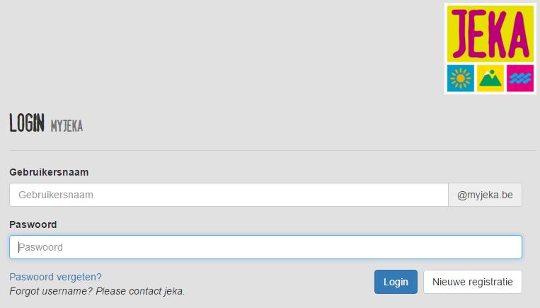 INLOGGEN Inloggen doe je door te surfen naar https://myjeka.force.com of met de link MyJEKA op onze site www.jeka.be.