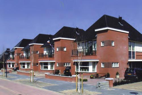 Architectuur Bebouwing Het gebied zal ingevuld worden met het beeld van de jaren 30 woningen, met als vormtaal: Grijze / antraciet dakpannen (gebakken); Grote dakoverstekken: 0.60 0.
