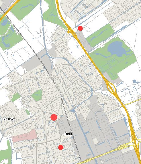 7. Verkeersongevallenconcentraties (wegvakken of kruispunten) Tabel 8 en figuur 4 geven de verkeersongevallenconcentraties in Delft weer.