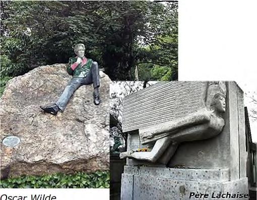 Hier ligt hij op een steen, in Parijs op begraafplaats Père Lachaise onder een steen en wat voor steen! Eerder vandaag kwamen we langs de St. Mark s Church, waarin Oscar Wilde werd gedoopt.