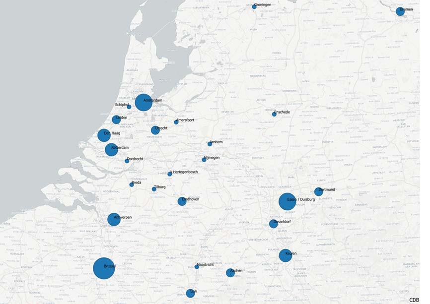 Magnetenanalyse N2 17 magneten binnen Nederland 9 magneten over de grens Amersfoort Leiden Aken Amsterdam Maastricht Antwerpen Arnhem Nijmegen Bremen Breda Rotterdam Brussel Den Haag Schiphol