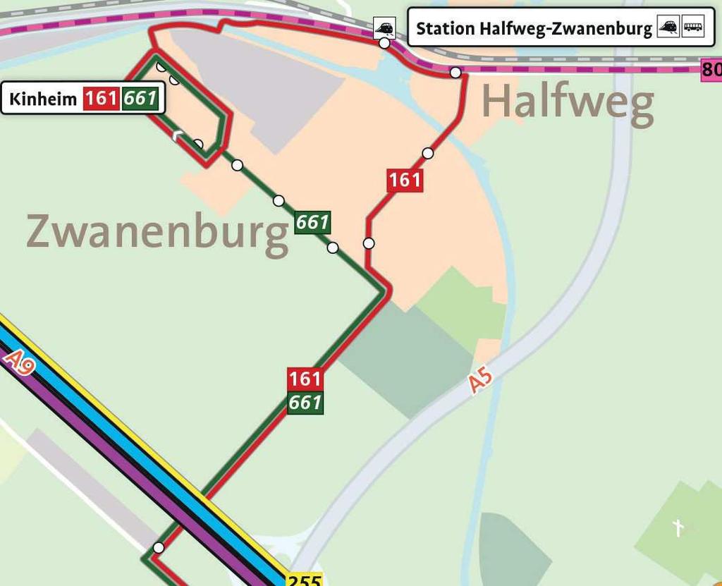 Lijn 161 Zwanenburg naar Hoofddorp Station De route