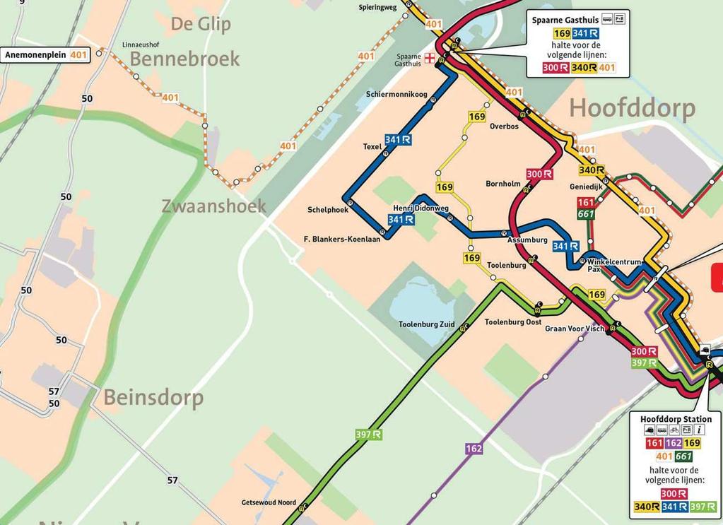 Lijn 401 Bennebroek Hoofddorp Station (Buurtbus) De
