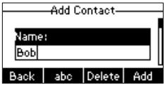 Selecteer de gewenste contactengroep en druk op de Enter context-toets. Als het nieuwe contact niet in een groep hoort, selecteert u All Contacts en drukt u op de Enter context-toets.