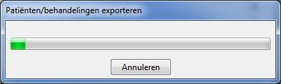 Als de export is uitgevoerd, wordt het scherm "Export patiënten/behandelingen" automatisch gesloten.