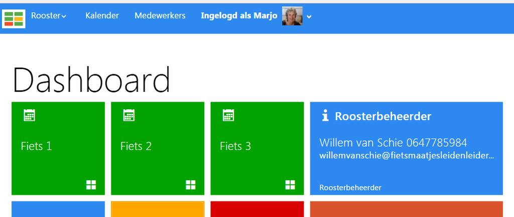 Een fiets reserveren in beeld Na inloggen zie je het dashboard Klik in de blauwe