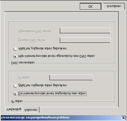 Stap 8: U bevindt zich nu in het tabblad Adressen (fig. 9): Bij IP-adres selecteert u de optie 'De internetprovider levert automatisch een adres'.