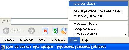 Stap 14: Start nu Internet Explorer. Klik in de menubalk bovenaan op Extra en vervolgens op Internetopties (fig. 15). Fig.