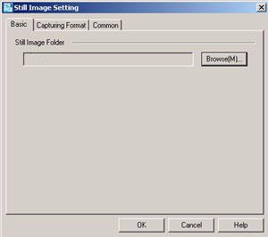 Videosoftware gebruike 2 Klik op het Chage Settig pictogram oderaa het scherm. Het Still Image Settig-vester verschijt, met daari drie tabs: Basic Selecteer de mapbestemmig voor uw beelde.