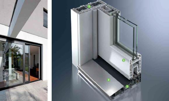 - Hefschuif : Schüco CT-70 HS: VOORDELEN Grotere constructies / mogelijkheid tot barrière-vrije drempel (rolstoelgebruik) Schüco HS (16,7 cm).