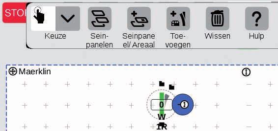 Magneetartikel draaien: De draaimodus Toevoegen van railbouwartikelen Voor het geplande seinpaneel hebben we het wissel in een horizontale stand nodig.