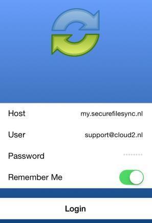 De host voor de mobiele applicaties is: my.securefilesync.nl.