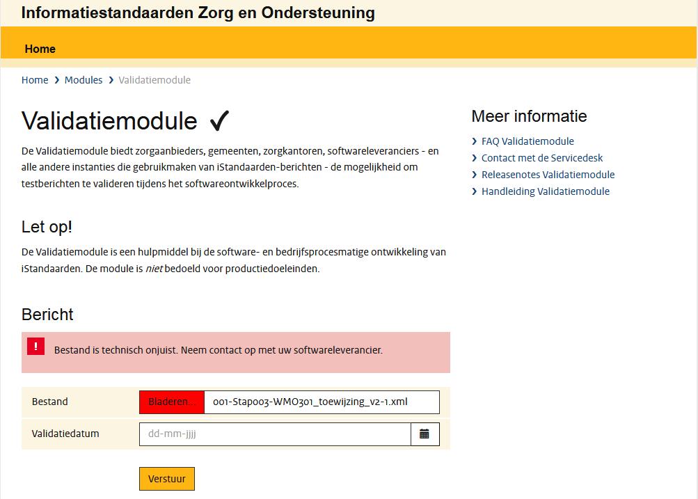 2 Voorbeeld van een inhoudelijk afgekeurd bericht In dit voorbeeld is het bericht afgekeurd omdat er een Nederlandse postcode is opgegeven maar de landcode niet met NL is gevuld.