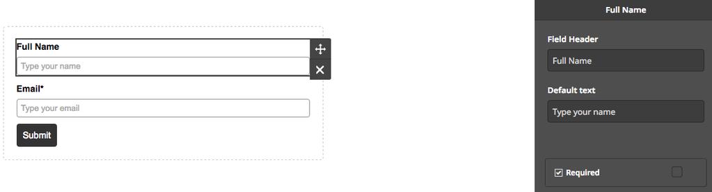 5. Je kunt nu de velden van je formulier gaan aanpassen. Door op een veld te klikken kun je aan de rechterkant het label van het veld aanpassen en de placeholder.