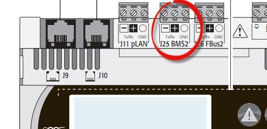 4 Installatie, RS485 aansluiting (Modbus) Bekabeling van de BMS2: 1.2.1 Technische specificatie kabel: Kabel type (mm2): -gebruik een AWG20/22 tweedraads twisted/shielded kabel -range min. 0.