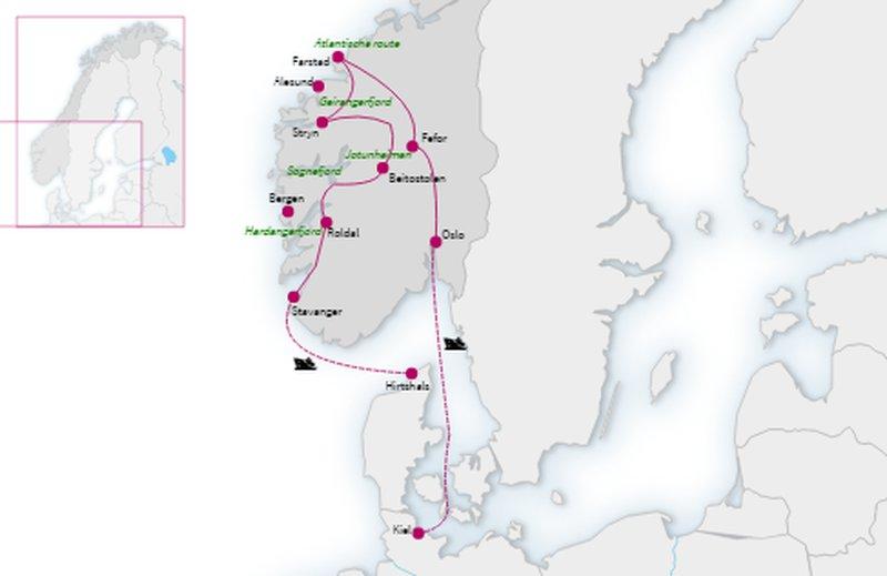 Dagprogramma Hoogtepunten van Noorwegen Tijdens deze reis ontdekt u de hoogtepunten van zuidelijk Noorwegen; indrukwekkende fjorden, uitgestrekte hoogvlaktes, ruige hooggebergtes en gletsjers.