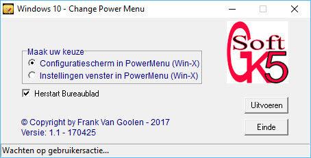 be WINDOWS 10 28/04/2017 CONFIGURATIESCHERM TERUG IN HET POWERMENU Evenals zijn voorganger beschikt Windows 10 over een PowerMenu dat je kan bekomen met de toetscombinatie WIN-X.
