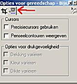 Tweede tabblad : Selecteer de optie Precisiecursors gebruiken om een speciale aanwijzer te gebruiken in plaats van de standaardaanwijzer van Windows.