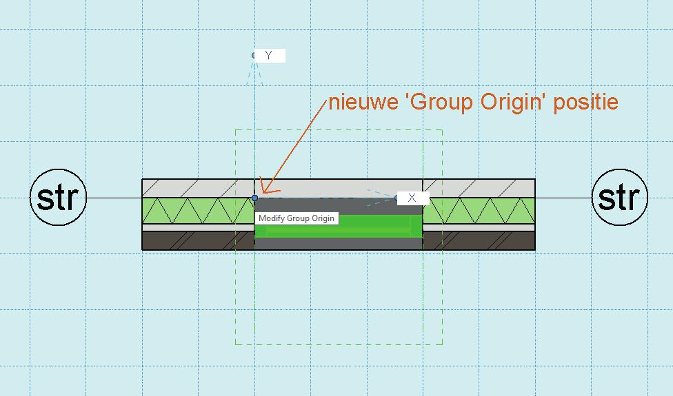 Tip: Maak het kozijn eerst buiten het gebouw in een ʻProject Northʼ view, stel alle opties goed in zoals hierboven beschreven en plaats de kozijn Group vervolgens naar diverse posities in het model.