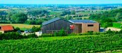 De degustatieruimte, met terras, biedt een prachtig zicht op de wijngaarden.