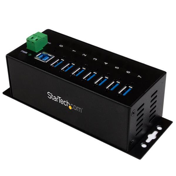 7-poorts industriële USB 3.0 hub met ESD beveiliging Product ID: ST7300USBME Ontworpen voor gebruik in ruwe industriële omgevingen kunt u met deze USB 3.