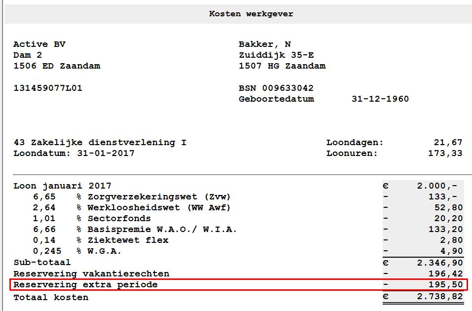 werkgever', waarbij sinds de reserveringen zijn gebaseerd op de daadwerkelijke kosten.