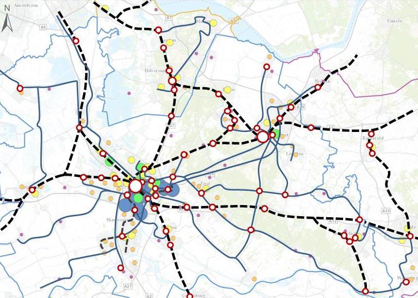 5. Netwerkperspectief voor Midden-Nederland: onderzochte OVperspectieven Perspectief 1: Huidige ordening handhaven Gaat uit van het maximaal benutten van het onderliggende OVnet om de reizigers over