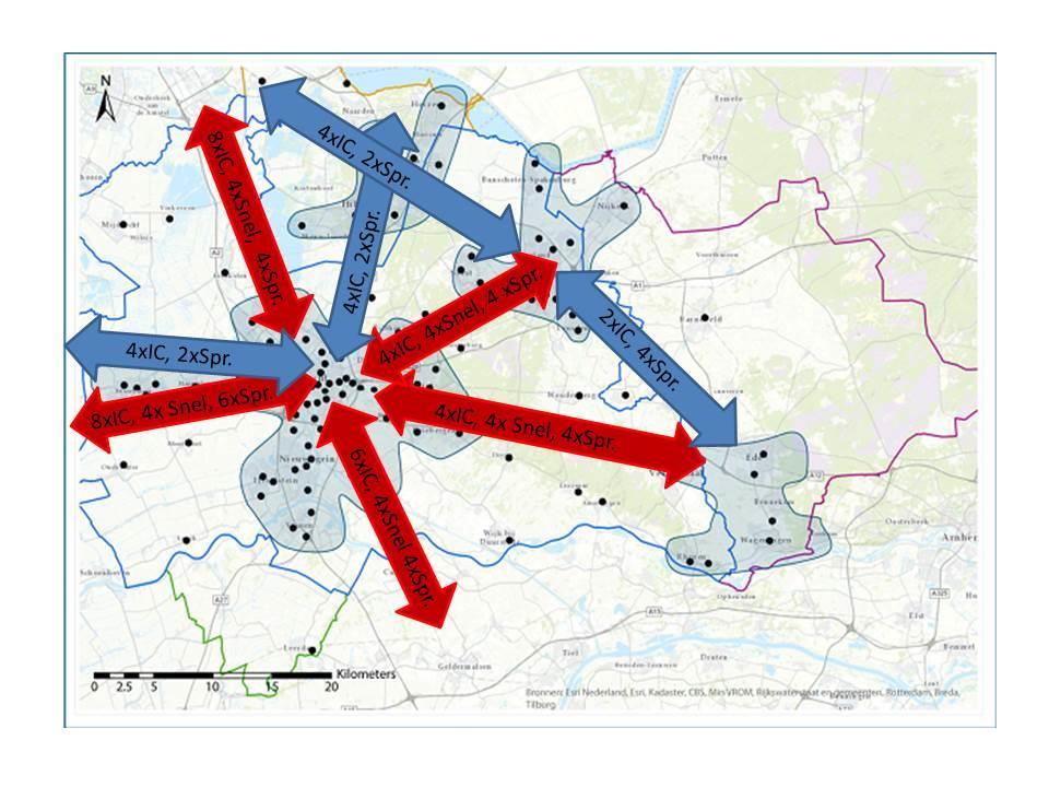 6. Netwerkperspectief voor Midden-Nederland: drie-treinensysteem Versnelling naar drie-treinensysteem Op bepaalde corridors richting Utrecht wordt voor meer snelheid gekozen door het toevoegen van