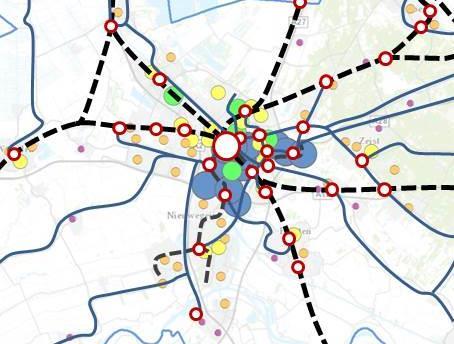 6. Netwerkperspectief voor Midden-Nederland: Utrecht Huidige ordening handhaven Strekken en versnellen Poorten De primaire poort van Utrecht is Utrecht Centraal.