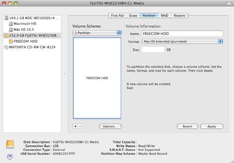 Partitioneren van Freecom Mobile Hard Drive / Desktop Hard Drive partitioneren (Mac OS X) 1. Open het "harde schijf-utilities". Dat vindt u onder "Programma's" > "Utilities". 2.