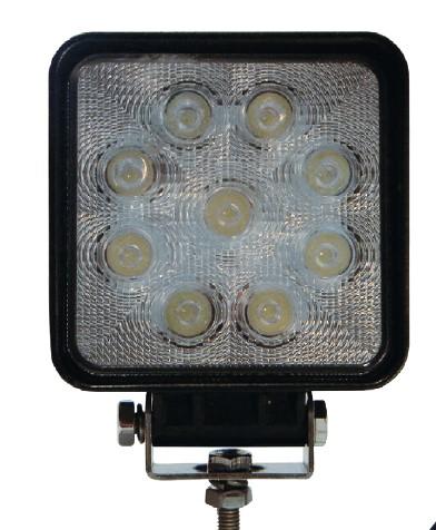 6 / 10 Werklicht - Vierkant of rond - 9 x 3 X hoge intensiteit LEDs met groothoek