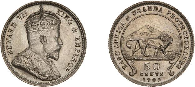 50 cents (½ rupee) 1909 Edward VII 10 cents ( 1 10 rupee) 1912 George V De zilvercrisis 1914-1920 Sinds het begin van de Eerste Wereldoorlog steeg de waarde van het zilver geleidelijk wat uitmondde