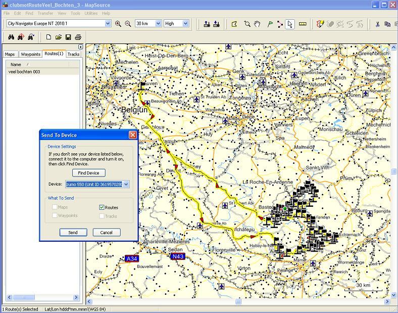 Routes vanuit Mapsource doorsturen naar m n Zumo 550 : hoe ga ik te werk?